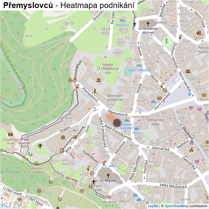 Mapa Přemyslovců - Firmy v ulici.