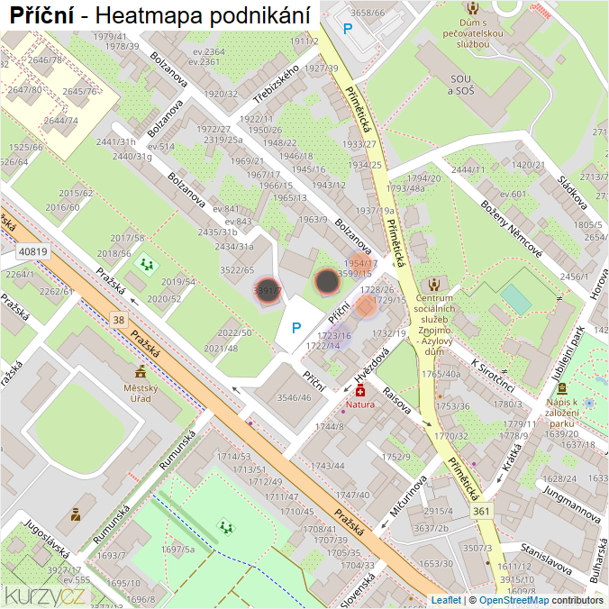 Mapa Příční - Firmy v ulici.