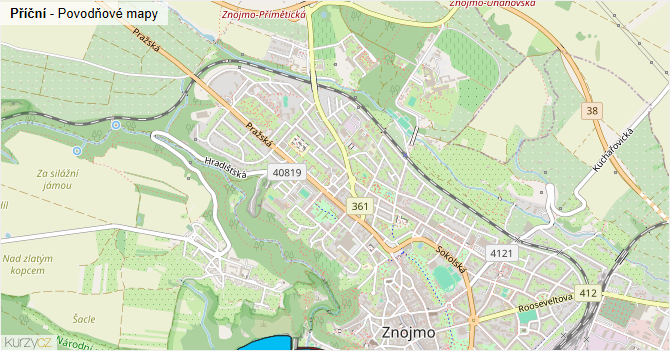 Příční - záplavové mapy stoleté vody