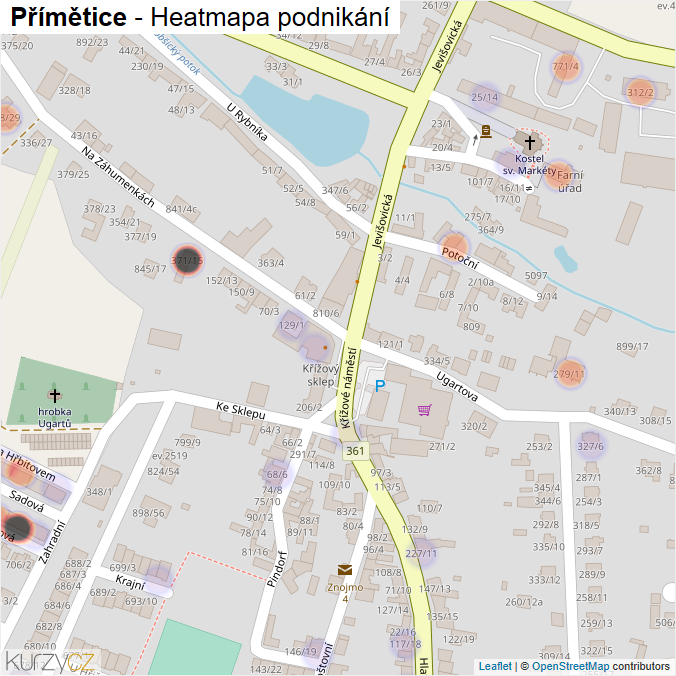 Mapa Přímětice - Firmy v části obce.