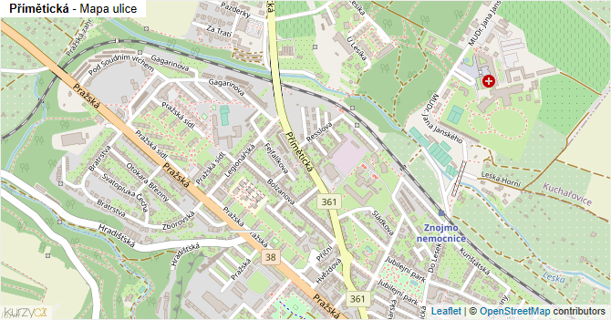 Přímětická - mapa ulice
