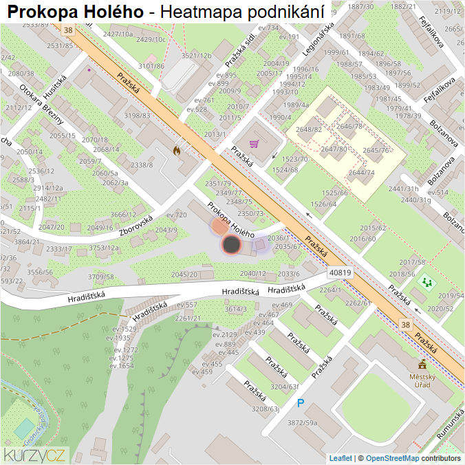 Mapa Prokopa Holého - Firmy v ulici.
