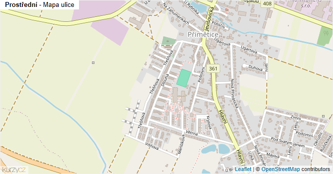 Prostřední - mapa ulice
