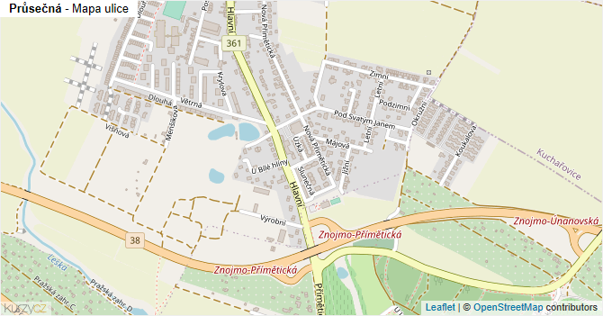 Průsečná - mapa ulice