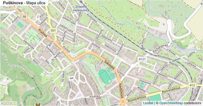 Puškinova - mapa ulice