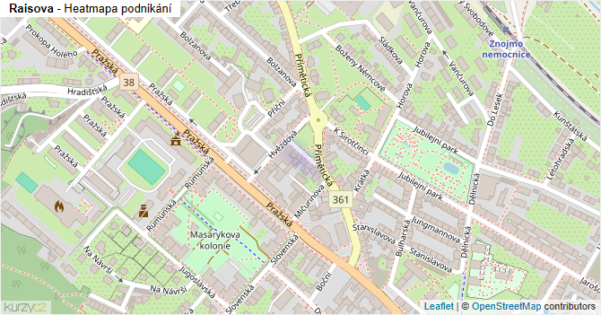 Raisova - mapa podnikání