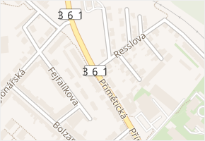 Resslova v obci Znojmo - mapa ulice