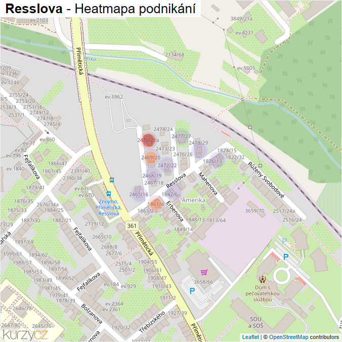 Mapa Resslova - Firmy v ulici.