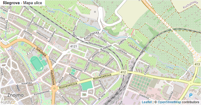 Riegrova - mapa ulice