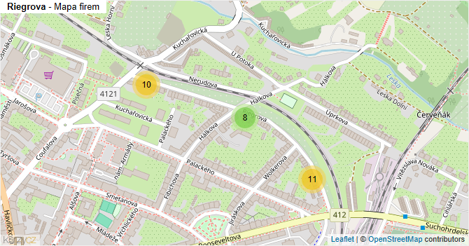 Riegrova - mapa firem