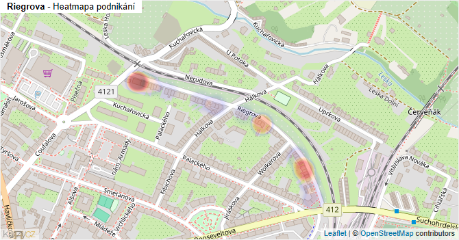 Riegrova - mapa podnikání