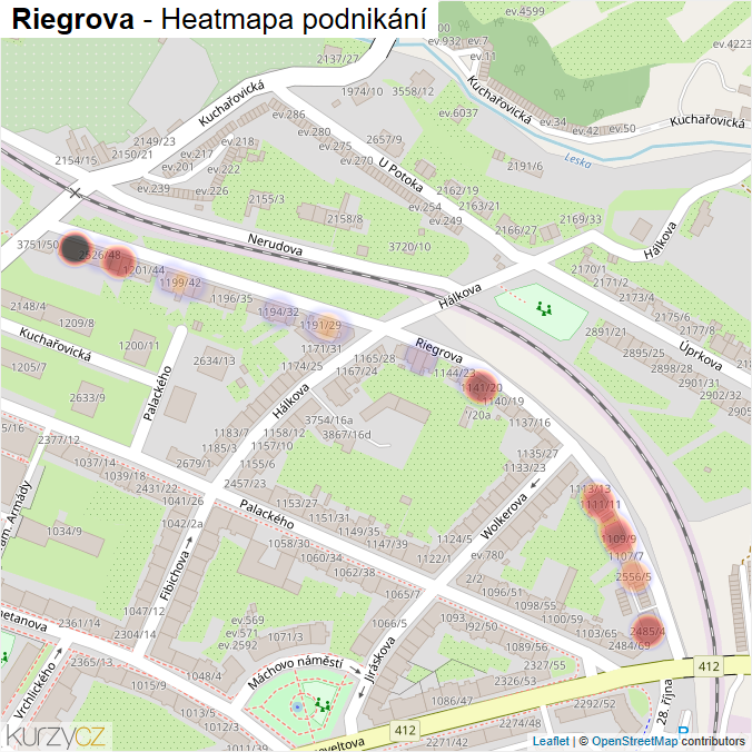Mapa Riegrova - Firmy v ulici.