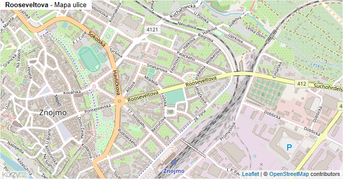 Rooseveltova - mapa ulice