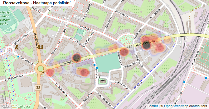 Rooseveltova - mapa podnikání