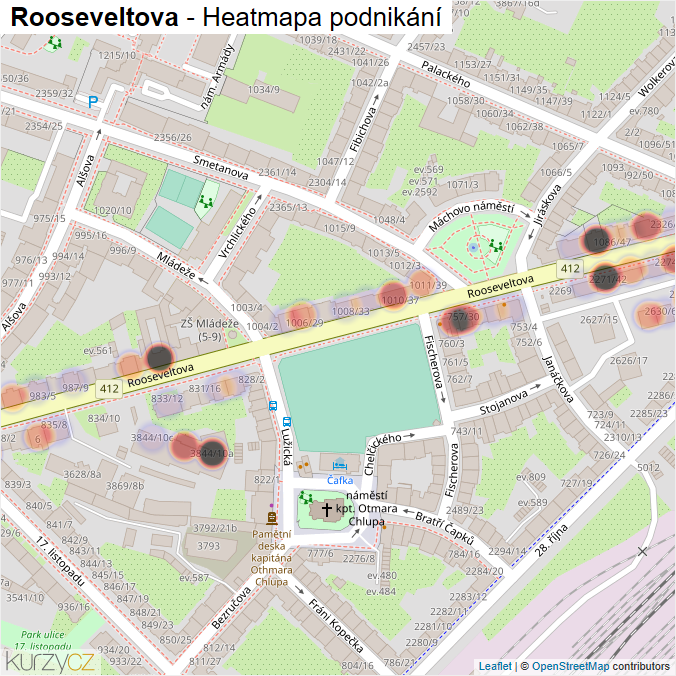 Mapa Rooseveltova - Firmy v ulici.