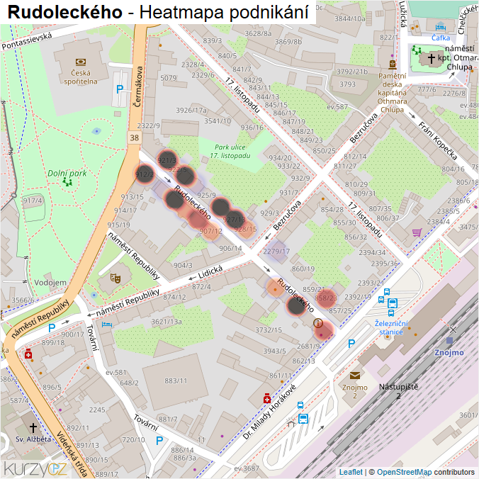 Mapa Rudoleckého - Firmy v ulici.