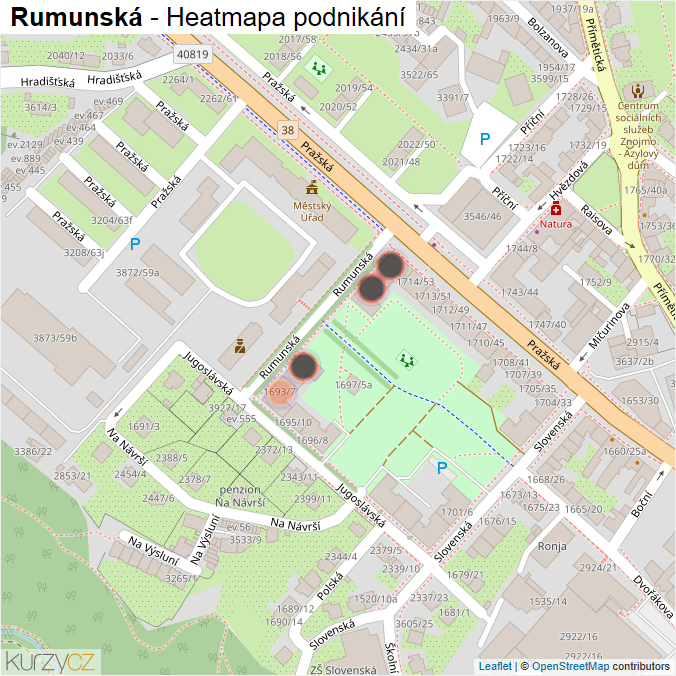 Mapa Rumunská - Firmy v ulici.