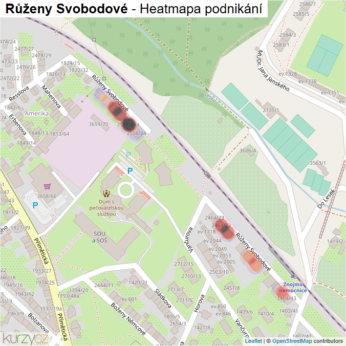 Mapa Růženy Svobodové - Firmy v ulici.