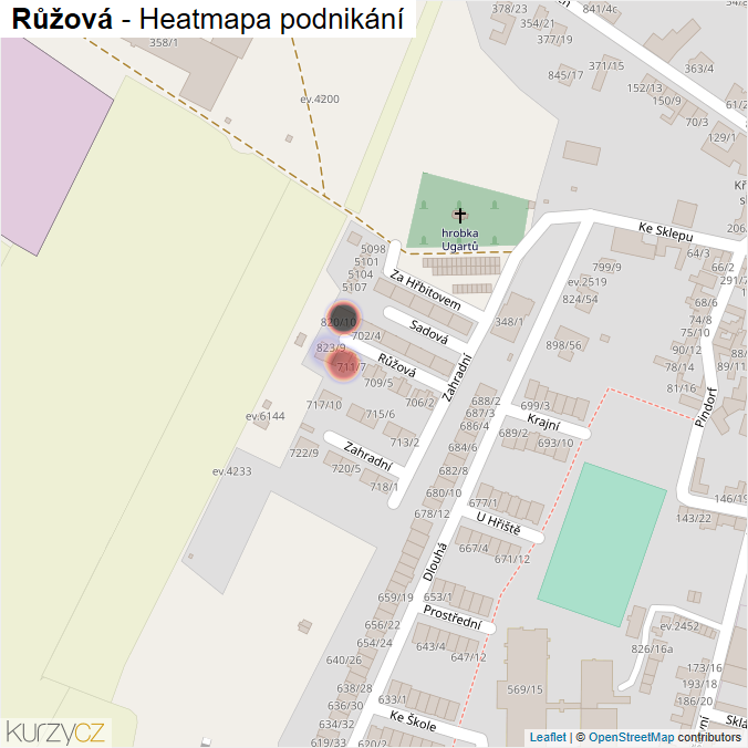 Mapa Růžová - Firmy v ulici.