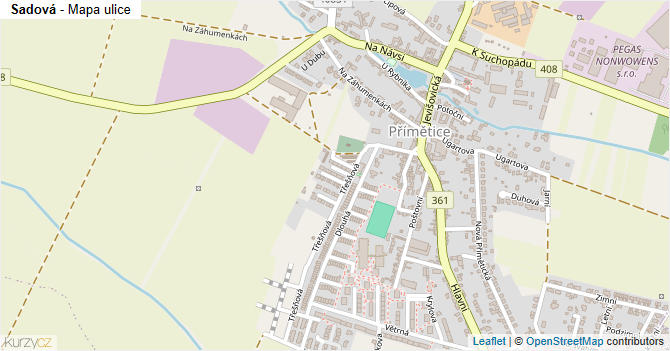 Sadová - mapa ulice
