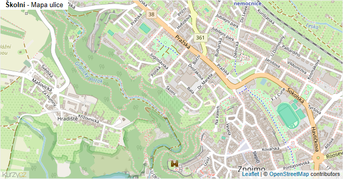Školní - mapa ulice