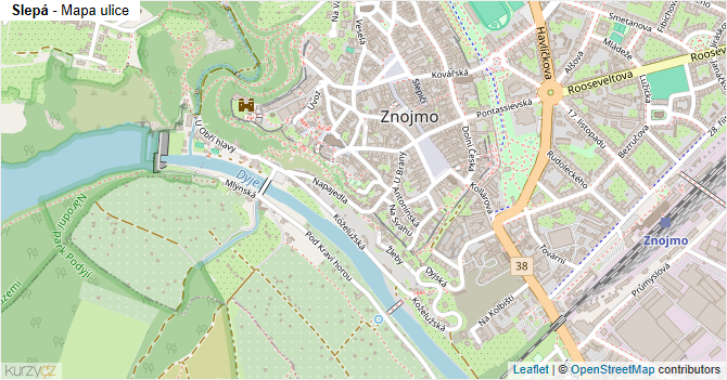 Slepá - mapa ulice