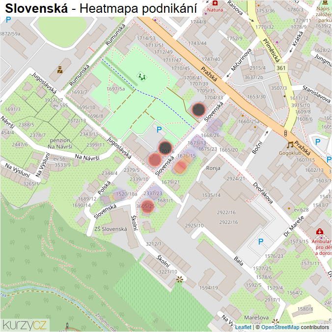 Mapa Slovenská - Firmy v ulici.