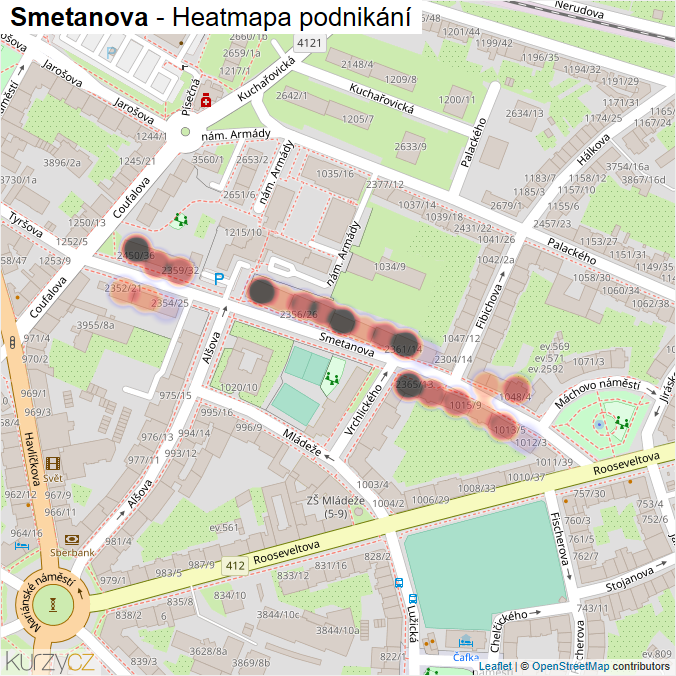 Mapa Smetanova - Firmy v ulici.