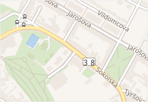 Sokolská v obci Znojmo - mapa ulice