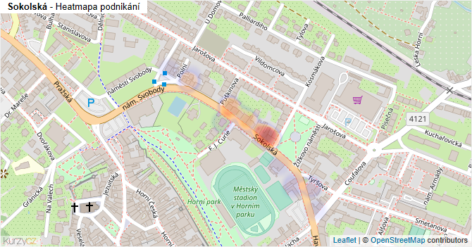 Sokolská - mapa podnikání