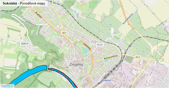 Sokolská - záplavové mapy stoleté vody