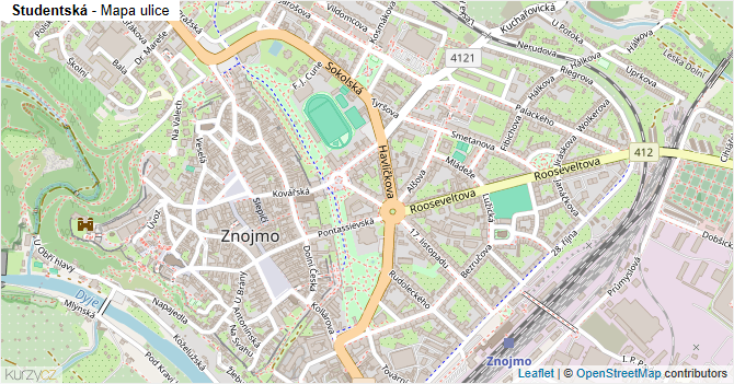 Studentská - mapa ulice