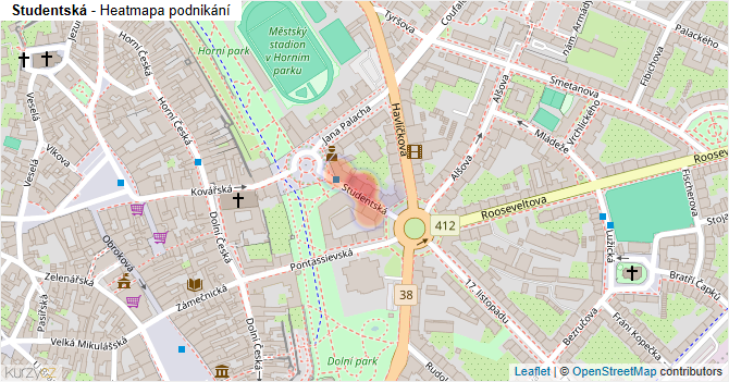 Studentská - mapa podnikání