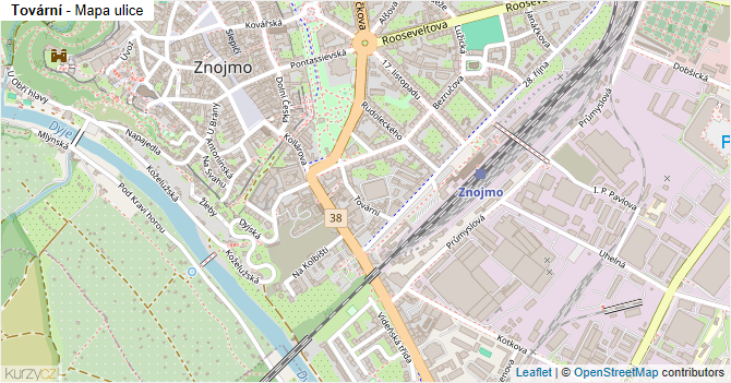 Tovární - mapa ulice