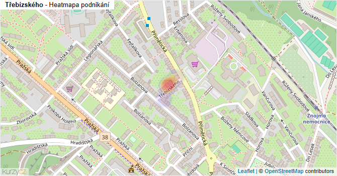 Třebízského - mapa podnikání