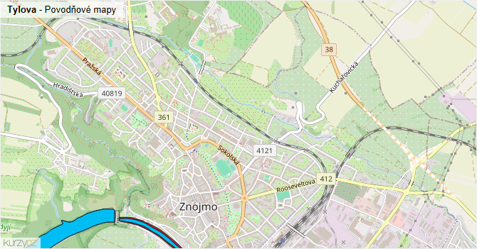 Tylova - záplavové mapy stoleté vody