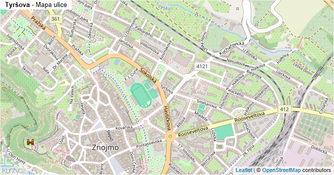 Tyršova - mapa ulice