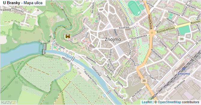 U Branky - mapa ulice