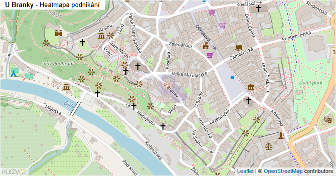U Branky - mapa podnikání