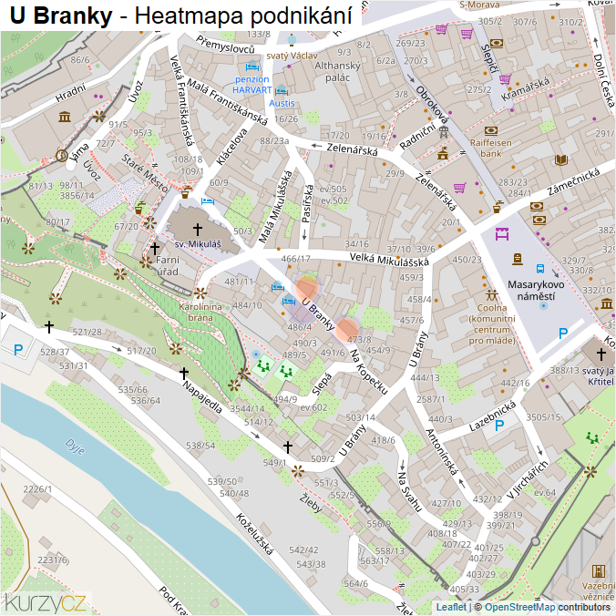 Mapa U Branky - Firmy v ulici.