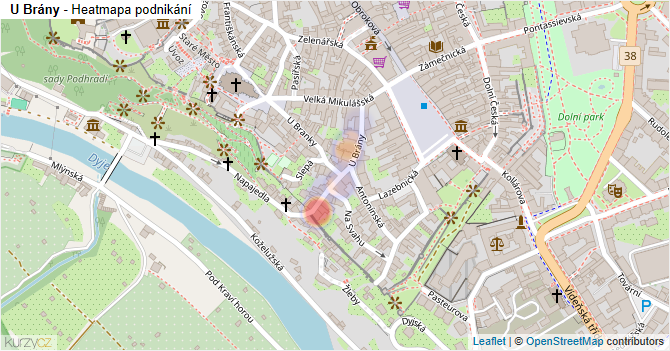 U Brány - mapa podnikání