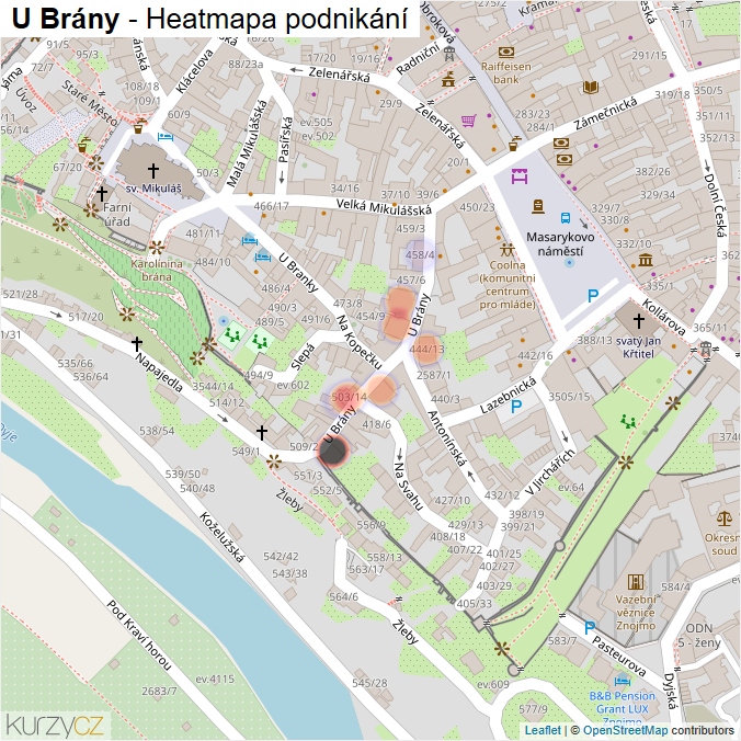 Mapa U Brány - Firmy v ulici.