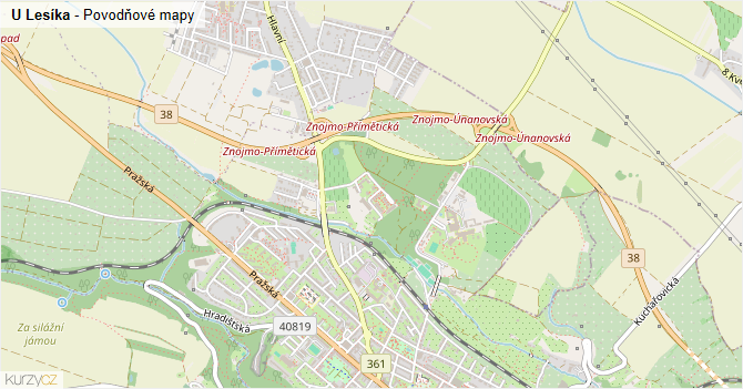 U Lesíka - záplavové mapy stoleté vody