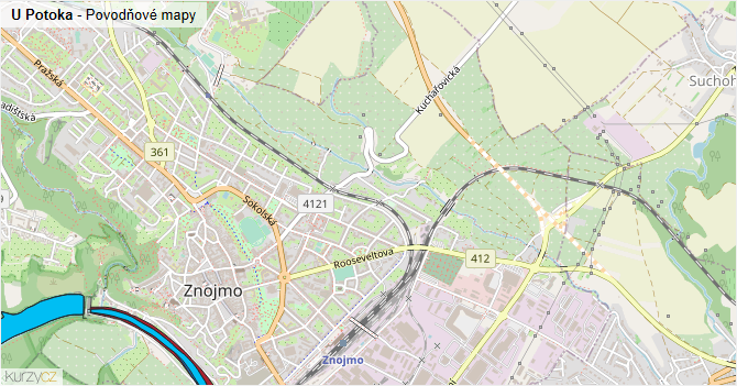 U Potoka - záplavové mapy stoleté vody