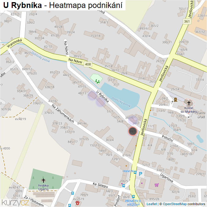 Mapa U Rybníka - Firmy v ulici.