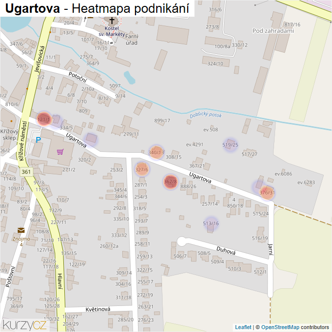 Mapa Ugartova - Firmy v ulici.