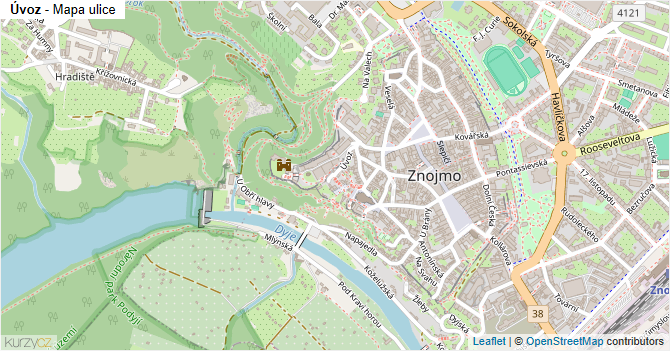 Úvoz - mapa ulice