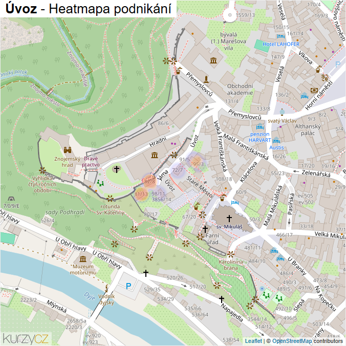 Mapa Úvoz - Firmy v ulici.