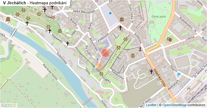 V Jirchářích - mapa podnikání