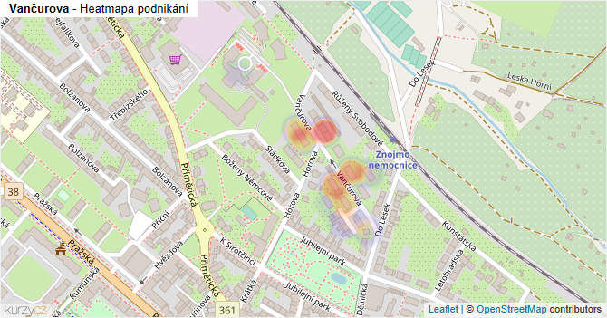 Vančurova - mapa podnikání